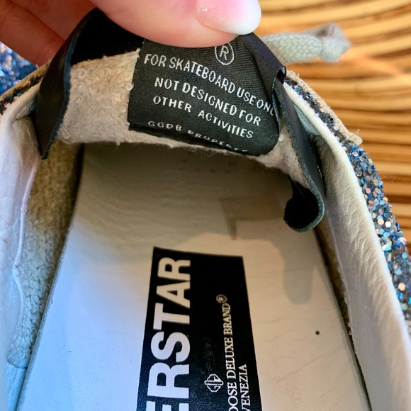 (SIZE 7) GOLDEN GOOSE NAVY/SILVER SNEAKER (37) - Picture 10 of 16